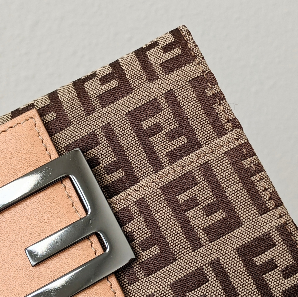 Fendi Brown Monogram Canvas Wallet with Peach Leather Accent - Picture 14 of 14